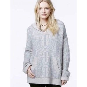 FREE PEOPLE Six Degrees Wool Blend Hoodie Sweater Ivory Gray Women's XS